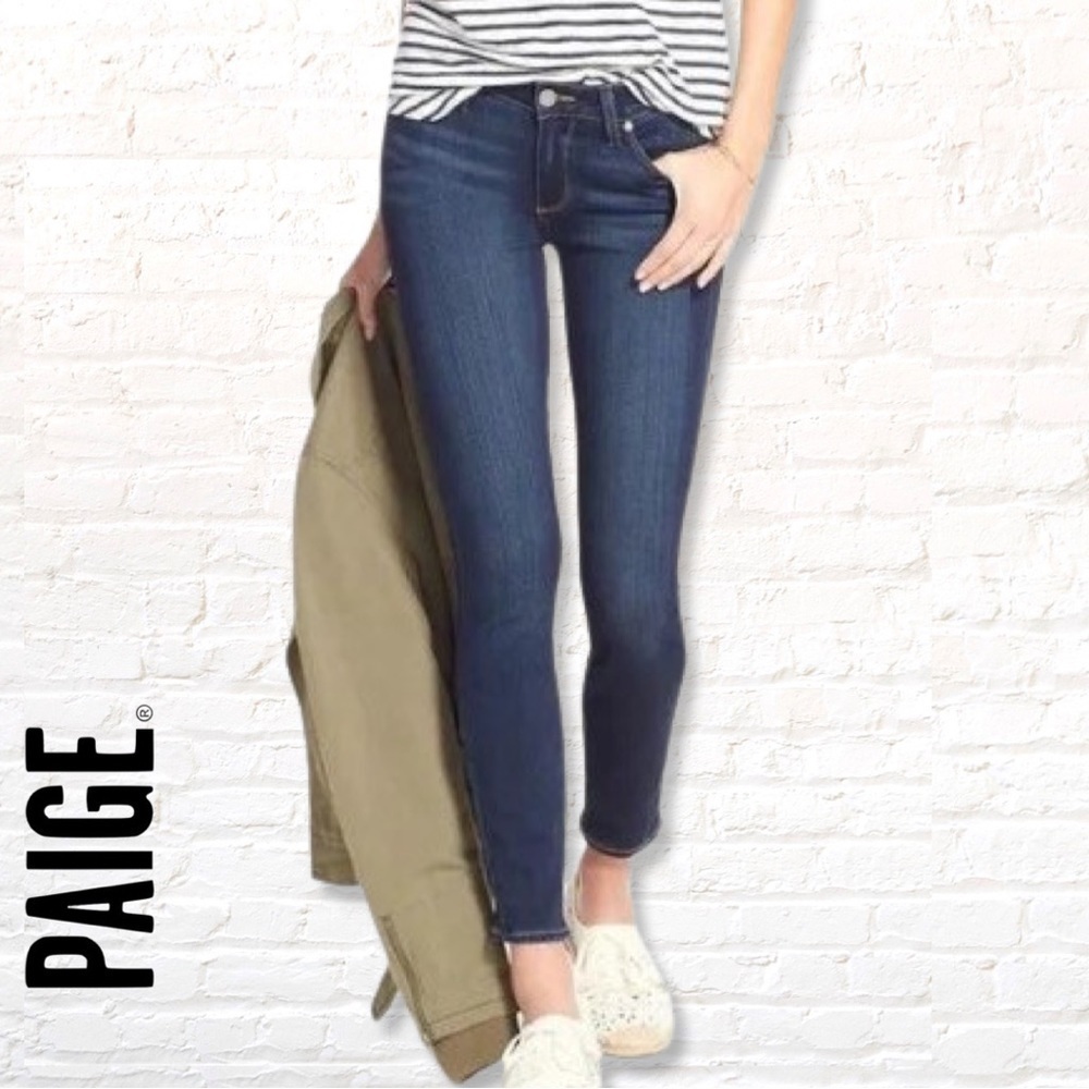 Paige Verdugo Ankle Zip Skinny Jeans Size 27 Dark Wash Denim Blue